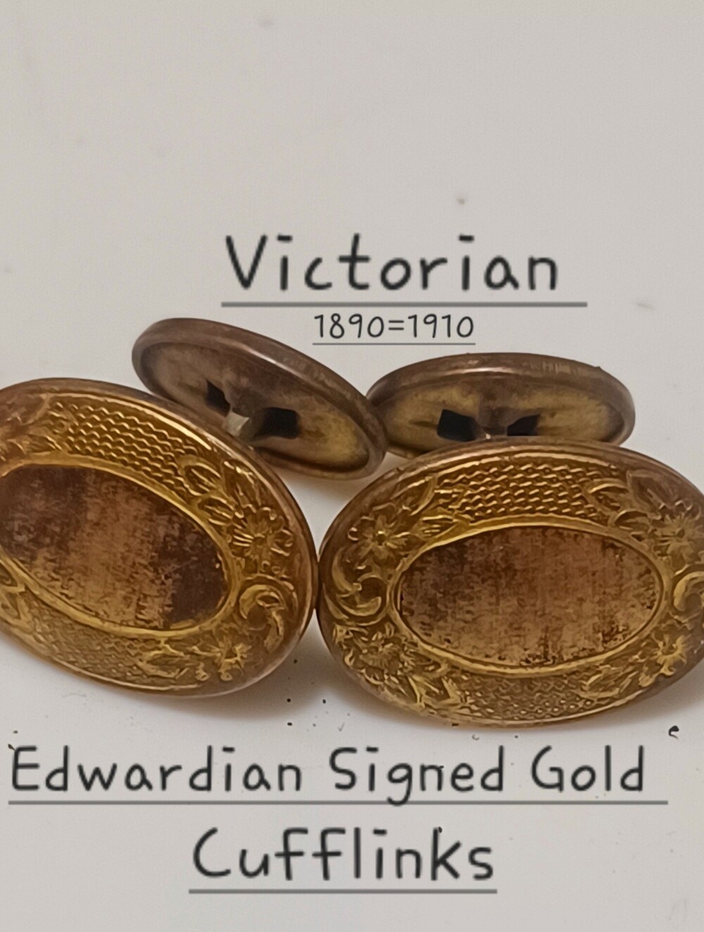 Antique S.B. Co. Victorian Edwardian Triple Gold Layer Bean Back Cufflinks